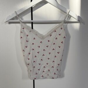 Brandy Melville White Cherry Lace Cami